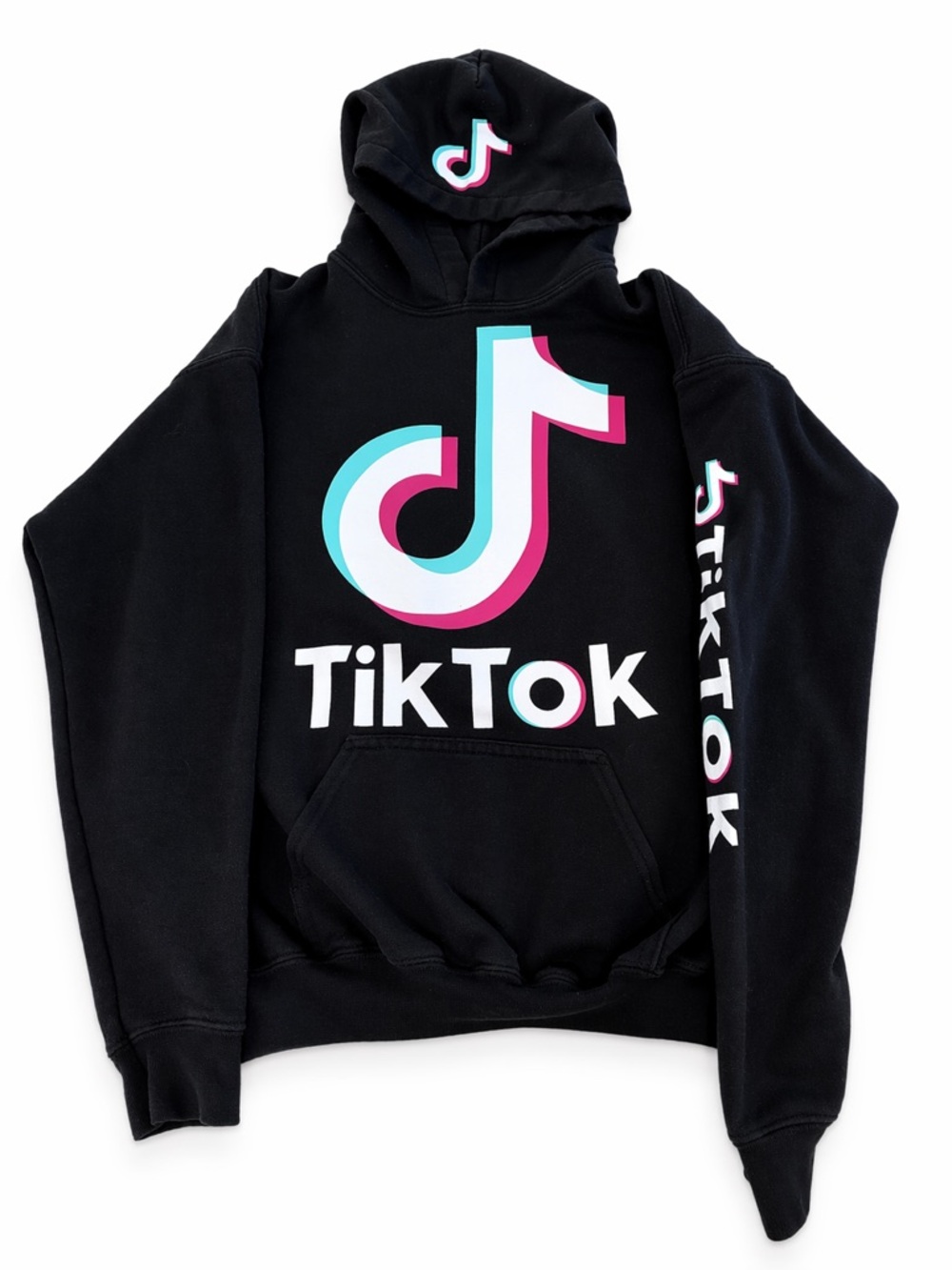 TIK TOK Hoodie Unisex  Black with Teal Accent XL but fits small